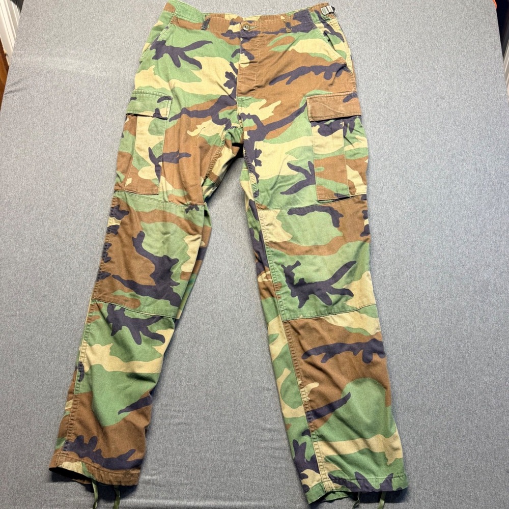 US Military Woodland Camo Cargo Pants Medium Long Adjustable 8415-01-084-1713